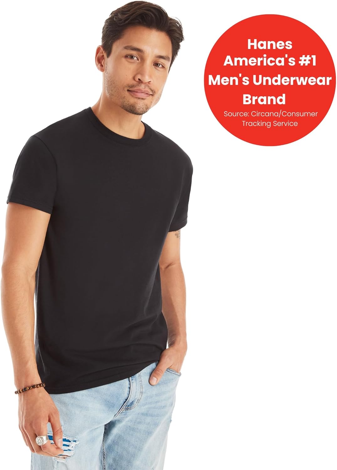 Hanes Packs, Stay-Tucked Soft Cotton, Best Undershirts for Men, White/Black/Asstd Multipacks