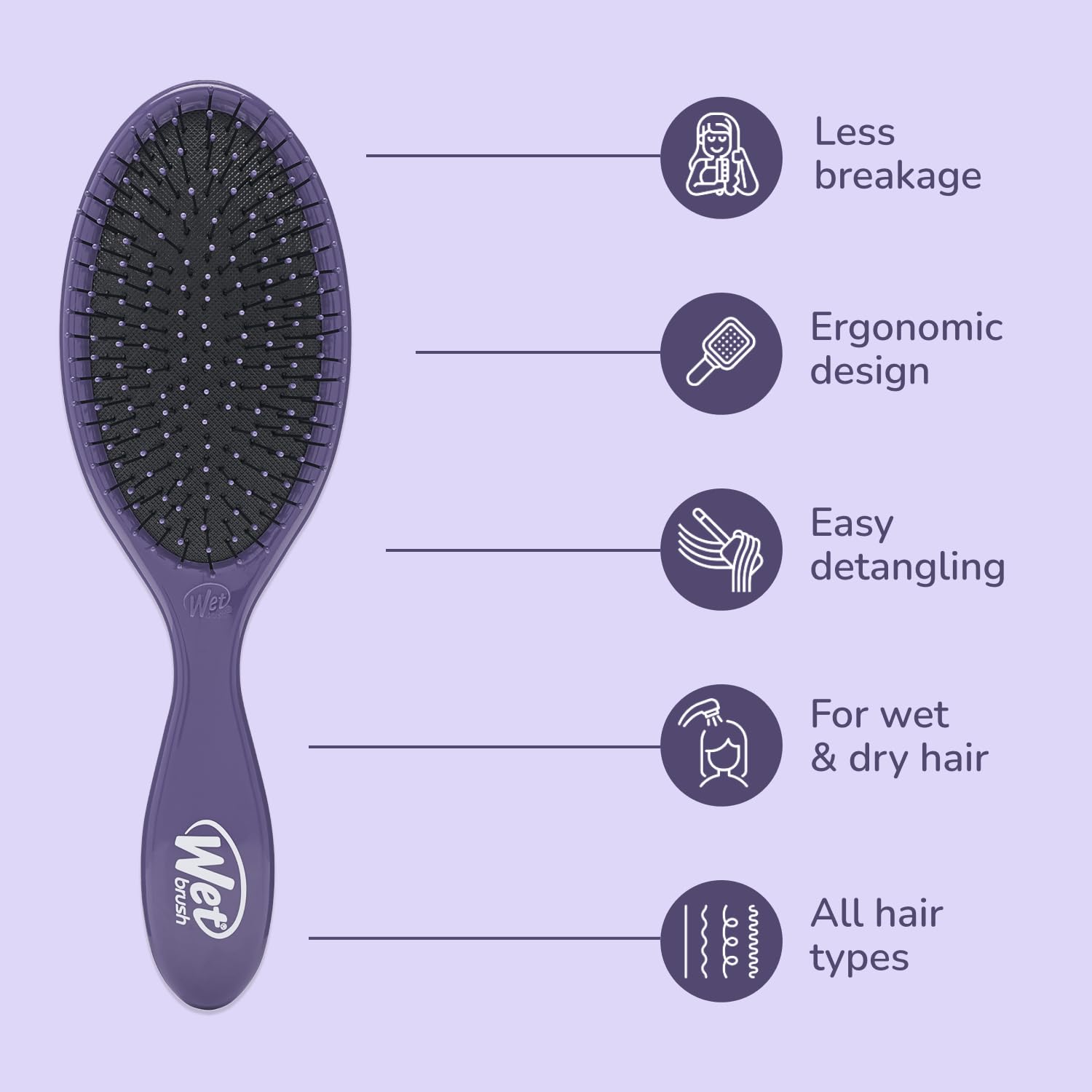 Wet Brush Original Detangler Hair Brush, Amazon Exclusive Purple - Ultra-Soft IntelliFlex Bristles - Detangling Hairbrush Glides Through Tangles For Wet, Dry & Damaged Hair - Women, & Men